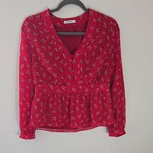 Madewell Scarlet Floral Peplum Blouse